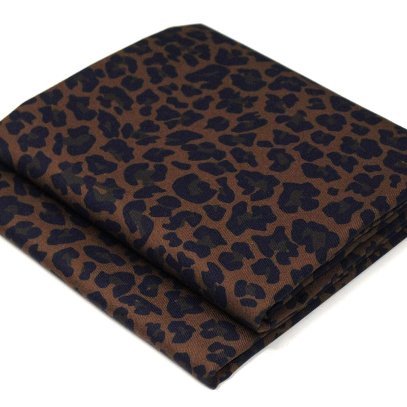 Tissu gabardine de coton LEOPARD tons marron chocolat - OEKO - TEX - TissusPapi.com