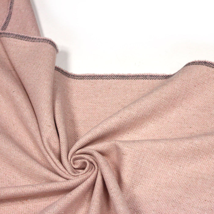Tissu lainage faux-uni rose aux fins carreaux - Fabrication italienne