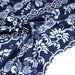 Tissu coton fin imprimé INDIENNES, bleu aux fleurs, frises et motifs géométriques bleu ciel et blancs - TissusPapi.com