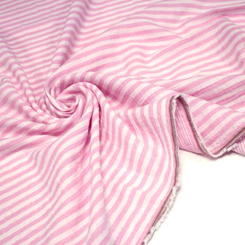 Tissu double gaze coton rayée recto verso : nombreuses couleurs ! OEKO - TEX - TissusPapi.com