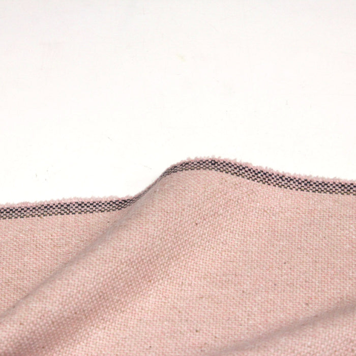 Tissu lainage faux-uni rose aux fins carreaux - Fabrication italienne