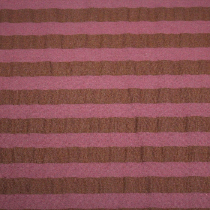 Tissu seersucker coton rayé 1cm Rose et cacao - STANDARD 100 OEKO-TEX