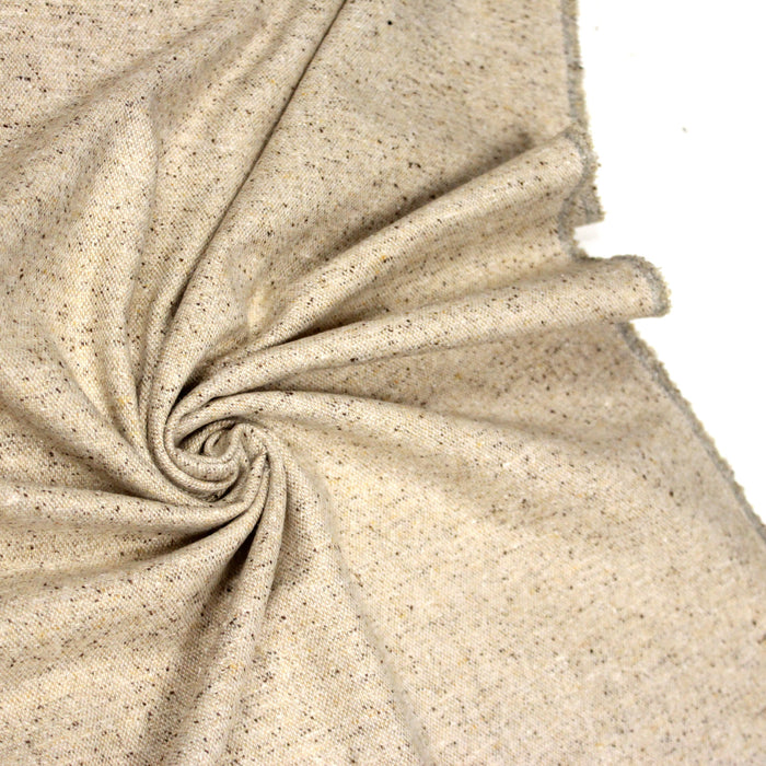 Tissu lainage faux-uni tweed jaune aux touches marrons et écrues - Fabrication italienne
