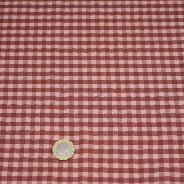 Tissu seersucker coton Vichy rose & prune - STANDARD 100 OEKO-TEX