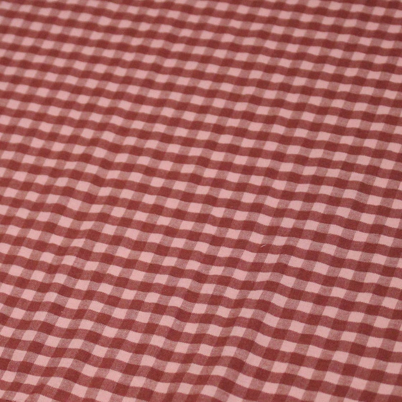 Tissu seersucker coton Vichy rose & prune - STANDARD 100 OEKO - TEX - TissusPapi.com