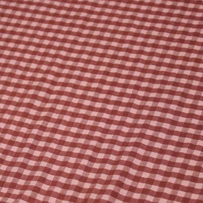 Tissu seersucker coton Vichy rose & prune - STANDARD 100 OEKO-TEX