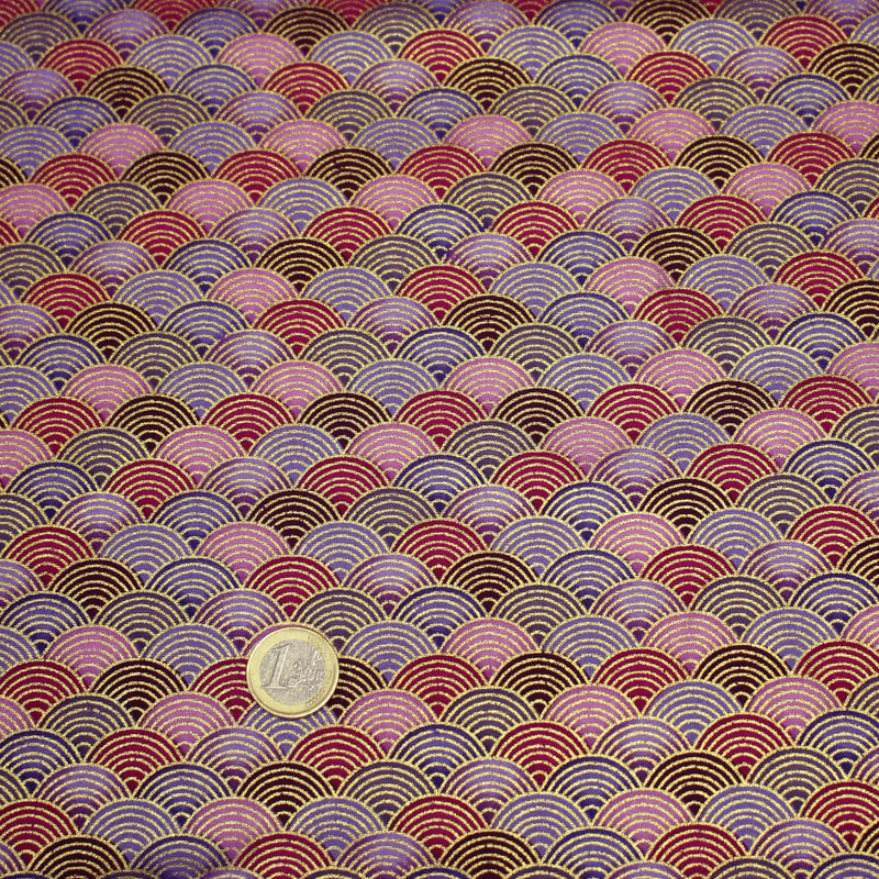 Tissu cotonnade motif vagues japonaises Seigaiha dorées : nombreuses couleurs - COLLECTION JAPON DORÉ - TissusPapi.com