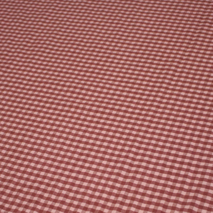 Tissu seersucker coton Vichy rose & prune - STANDARD 100 OEKO-TEX