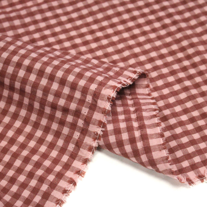 Tissu seersucker coton Vichy rose & prune - STANDARD 100 OEKO-TEX