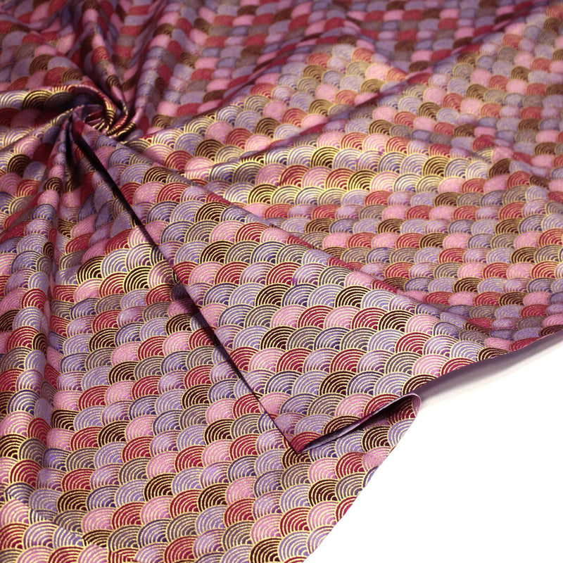 Tissu cotonnade motif vagues japonaises Seigaiha dorées : nombreuses couleurs - COLLECTION JAPON DORÉ - TissusPapi.com