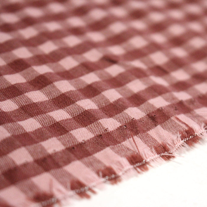Tissu seersucker coton Vichy rose & prune - STANDARD 100 OEKO-TEX