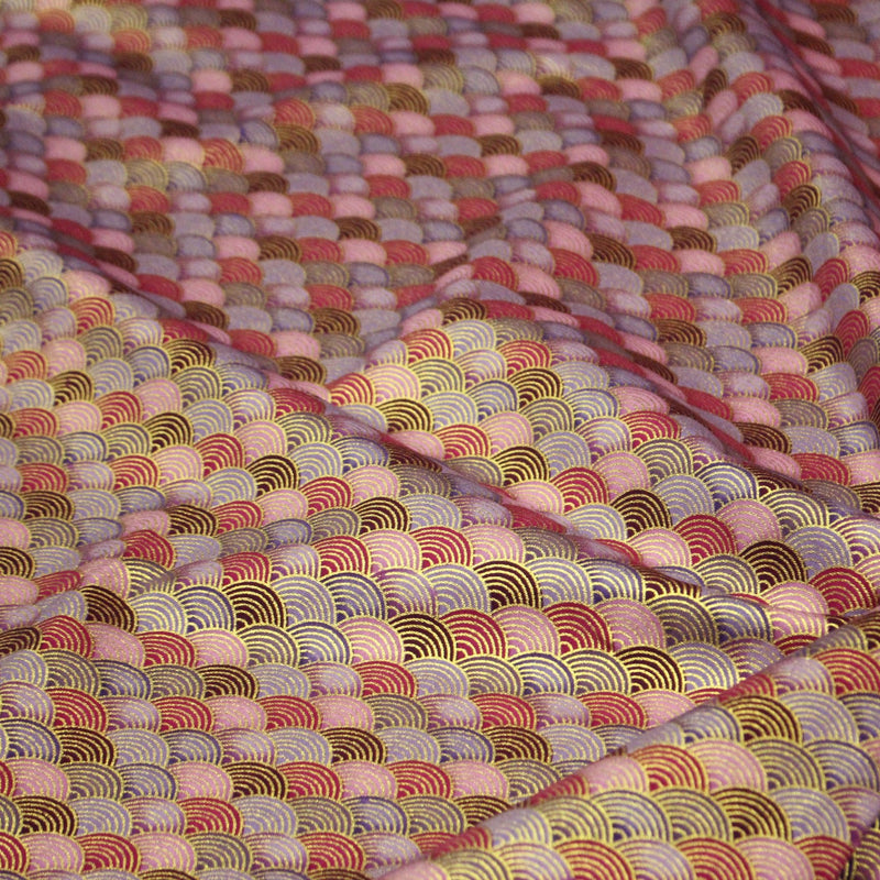 Tissu cotonnade motif vagues japonaises Seigaiha dorées : nombreuses couleurs - COLLECTION JAPON DORÉ - TissusPapi.com