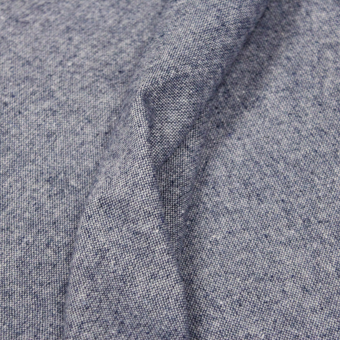 Tissu lainage faux-uni tweed bleu - Fabrication italienne