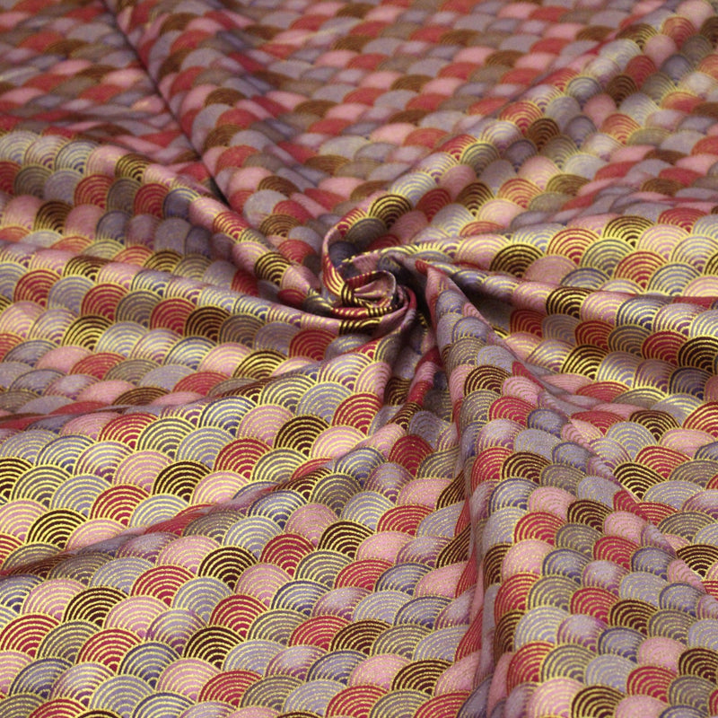 Tissu cotonnade motif vagues japonaises Seigaiha dorées : nombreuses couleurs - COLLECTION JAPON DORÉ - TissusPapi.com