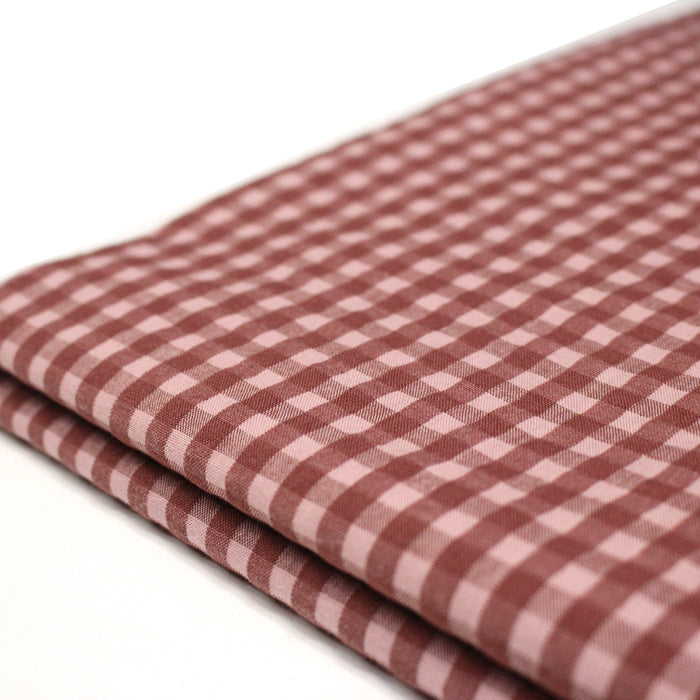 Tissu seersucker coton Vichy rose & prune - STANDARD 100 OEKO-TEX