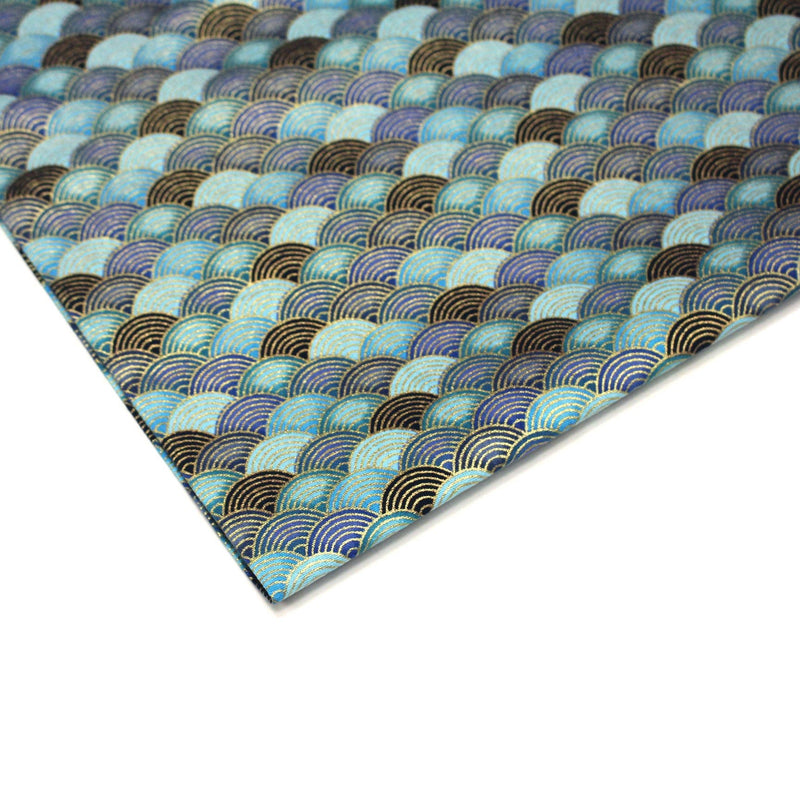 Tissu cotonnade motif vagues japonaises Seigaiha dorées : nombreuses couleurs - COLLECTION JAPON DORÉ - TissusPapi.com