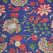 Tissu coton fin imprimé INDIENNES, bleu roi aux fleurs traditionnelles rouge magenta, vertes et écrues - TissusPapi.com
