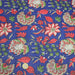 Tissu coton fin imprimé INDIENNES, bleu roi aux fleurs traditionnelles rouge magenta, vertes et écrues - TissusPapi.com