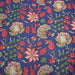 Tissu coton fin imprimé INDIENNES, bleu roi aux fleurs traditionnelles rouge magenta, vertes et écrues - TissusPapi.com