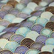 Tissu cotonnade motif vagues japonaises Seigaiha dorées : nombreuses couleurs - COLLECTION JAPON DORÉ - TissusPapi.com