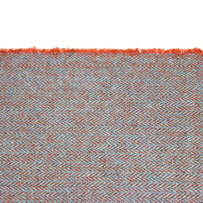 Tissu lainage faux-uni aux chevrons bleus et oranges - Fabrication italienne