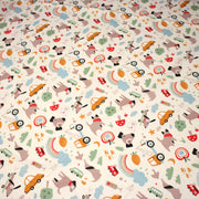 Tissu cotonnade enfant écru aux chiens, voitures, camions - STANDARD 100 OEKO - TEX - TissusPapi.com