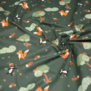 Tissu cotonnade enfant vert aux animaux de la forêt - STANDARD 100 OEKO - TEX - TissusPapi.com