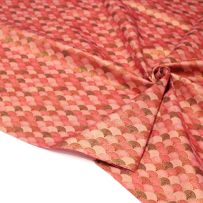 Tissu cotonnade motif vagues japonaises Seigaiha dorées : nombreuses couleurs - COLLECTION JAPON DORÉ - TissusPapi.com