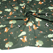 Tissu cotonnade enfant vert aux animaux de la forêt - STANDARD 100 OEKO - TEX - TissusPapi.com