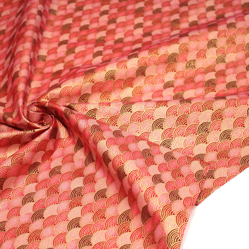 Tissu cotonnade motif vagues japonaises Seigaiha dorées : nombreuses couleurs - COLLECTION JAPON DORÉ - TissusPapi.com