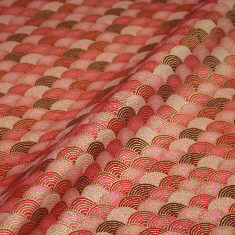 Tissu cotonnade motif vagues japonaises Seigaiha dorées : nombreuses couleurs - COLLECTION JAPON DORÉ - TissusPapi.com