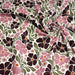 Tissu velours milleraies imprimé SEVENTIES, fleuri rose & aubergine, feuilles vertes - STANDARD 100 OEKO - TEX - TissusPapi.com