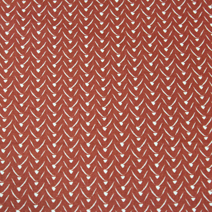 Tissu de coton aux motifs graphiques blancs, fond rouge tomette - OEKO-TEX®
