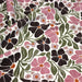 Tissu velours milleraies imprimé SEVENTIES, fleuri rose & aubergine, feuilles vertes - STANDARD 100 OEKO - TEX - TissusPapi.com