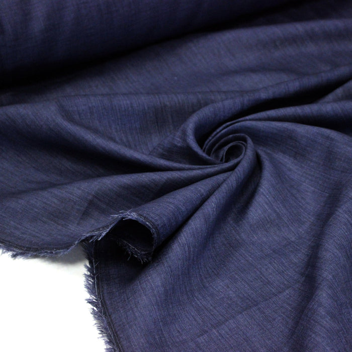 Tissu lin bleu indigo : habillement et déco d'intérieur - TissusPapi.com