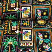 Tissu cotonnade PALMIERS, ANANAS, PERROQUETS - COLLECTION SICILIA - OEKO - TEX STANDARD 100 - TissusPapi.com