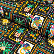 Tissu cotonnade PALMIERS, ANANAS, PERROQUETS - COLLECTION SICILIA - OEKO - TEX STANDARD 100 - TissusPapi.com
