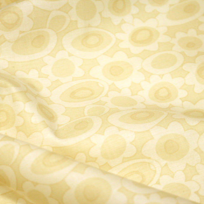 Tissu cotonnade jaune aux fleurs stylisées 70s jaunes - COLLECTION SEVENTIES