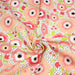 Tissu cotonnade aux belles fleurs roses graphiques sur fond blanc pois noirs - COLLECTION ÉTÉ - TissusPapi.com