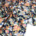 Tissu cotonnade motif japonais traditionnels : fleuris multicolores, fond noir / bleu / rouge - COLLECTION JAPON DORÉ - TissusPapi.com