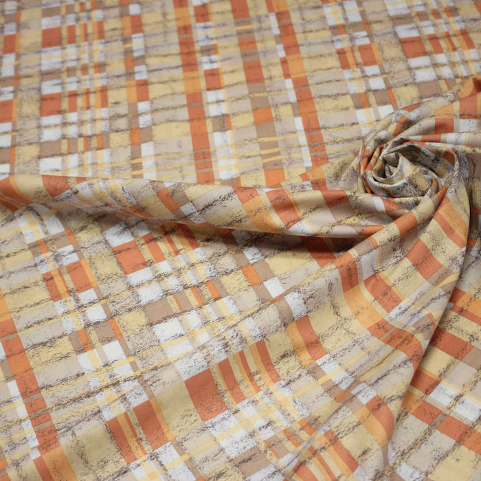 Tissu cotonnade motif PAPIER PEINT SEVENTIES : trois couleurs dispo
