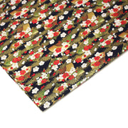 Tissu cotonnade éventails japonais dorés & fleurs sakura : bleu ou rouge - COLLECTION JAPON DORÉ - TissusPapi.com