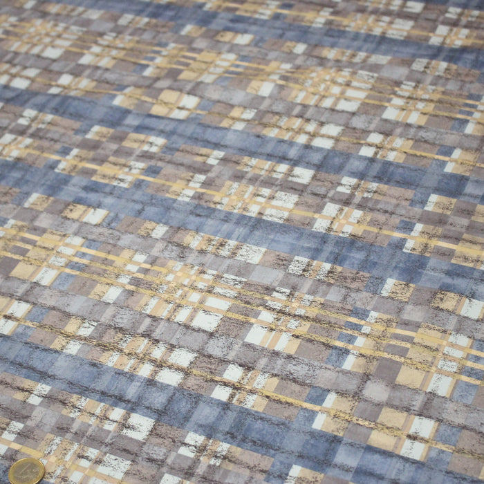 Tissu cotonnade motif PAPIER PEINT SEVENTIES : trois couleurs dispo