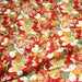 Tissu cotonnade motif japonais traditionnels : fleuris multicolores, fond noir / bleu / rouge - COLLECTION JAPON DORÉ - TissusPapi.com