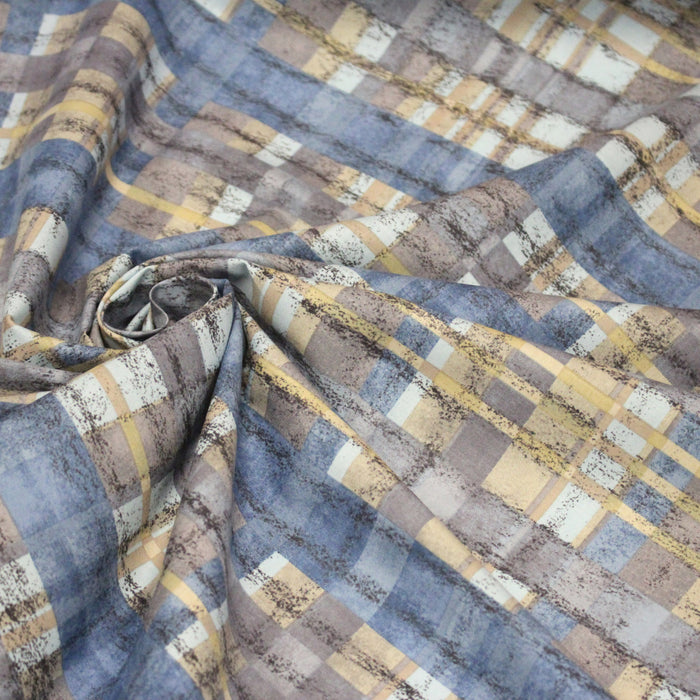 Tissu cotonnade motif PAPIER PEINT SEVENTIES : trois couleurs dispo