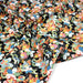 Tissu cotonnade motif japonais traditionnels : fleuris multicolores, fond noir / bleu / rouge - COLLECTION JAPON DORÉ - TissusPapi.com