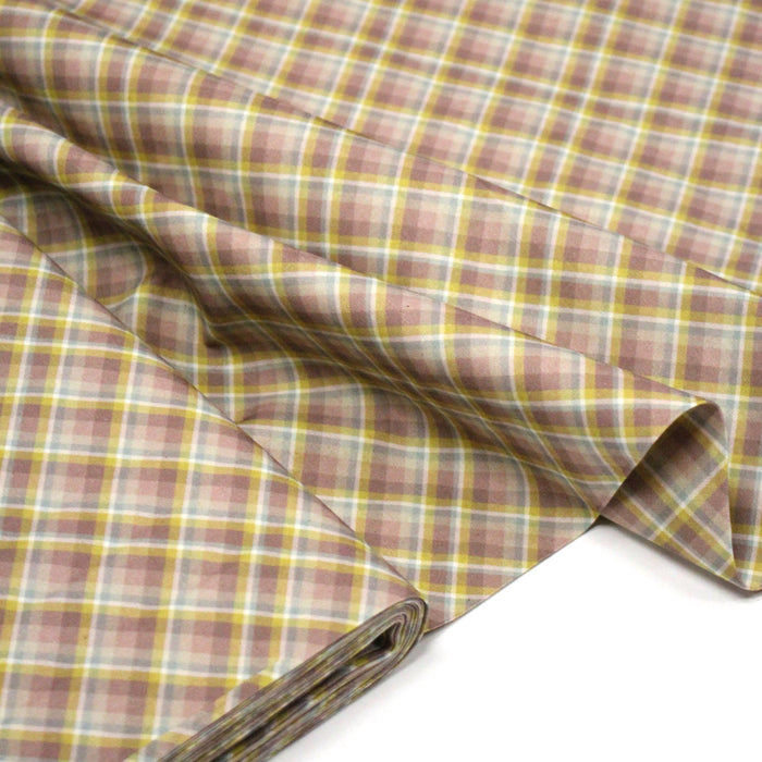 Tissu cotonnade, aux carreaux bleus roses et jaunes - STANDARD 100 OEKO-TEX