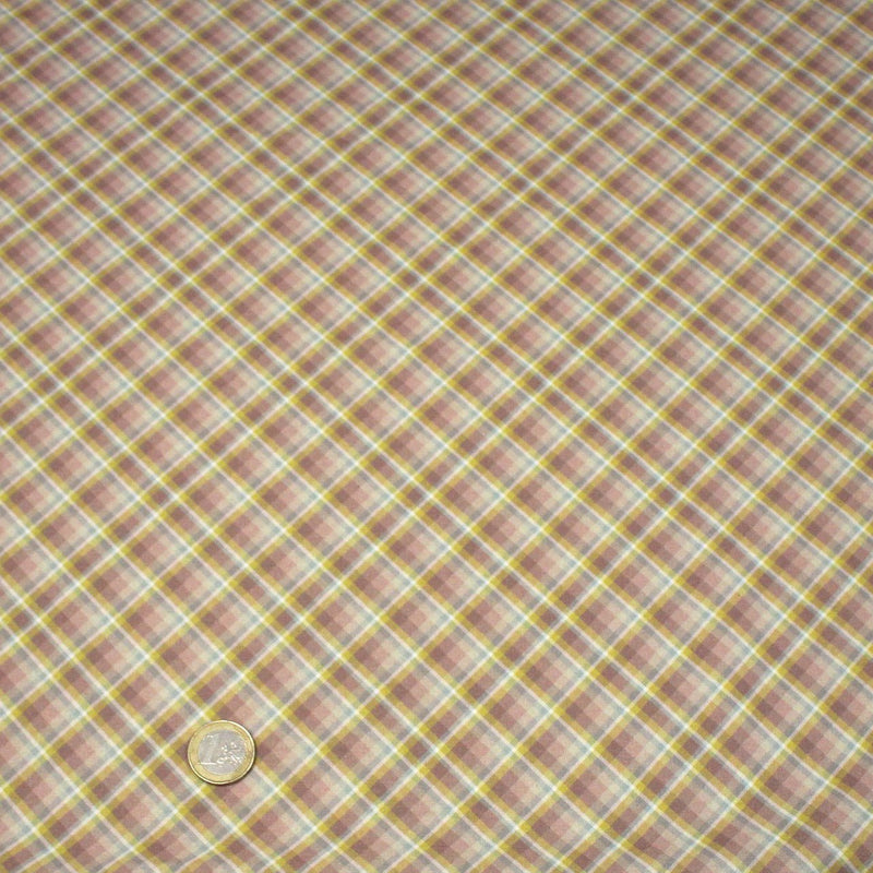 Tissu cotonnade, aux carreaux bleus roses et jaunes - STANDARD 100 OEKO - TEX - TissusPapi.com