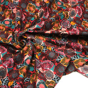 Tissu cotonnade LES FLEURS FAUVES, bordeaux, rose poudré, safran, bleu - OEKO - TEX STANDARD 100 - TissusPapi.com