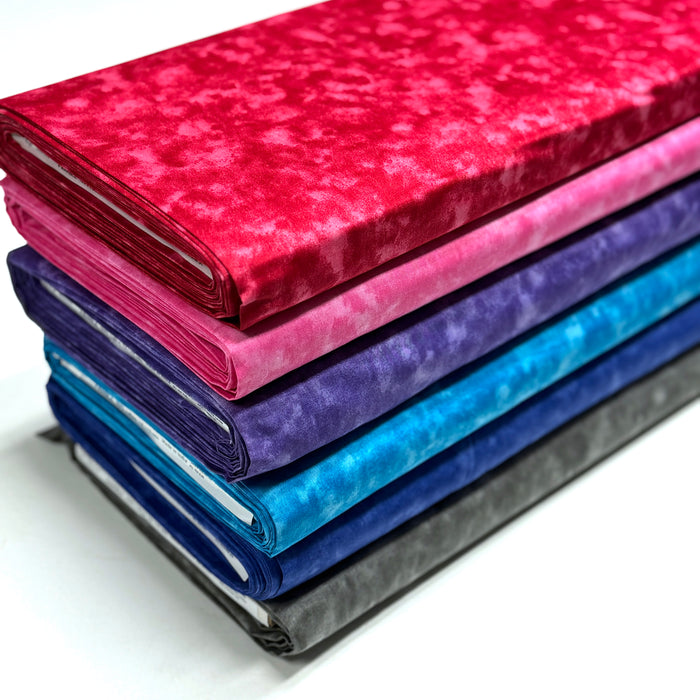 Tissu cotonnade faux-uni marbré pour patchwork & habillement : nombreuses couleurs !